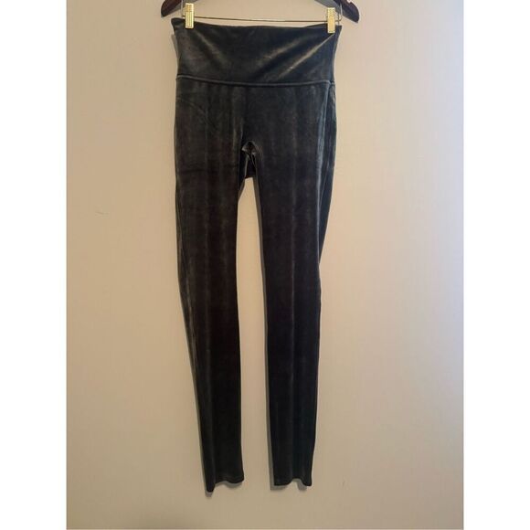 NWOT SPANX Velvet Leggings Women High Waist Ankle Dark Palm Green Stretch- Large - Picture 2 of 12